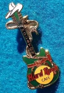 HOUSTON TEXAS COWBOY RODEO GUN REVOLVER HAT LASSO GUITAR Hard Rock Cafe PIN - Picture 1 of 1