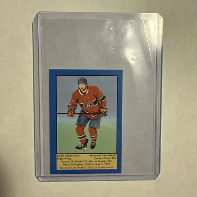 2022-23 Upper Deck Parkhurst Champions Josh Anderson Parkie Blue R-27 Canadiens - Image 1 of 2
