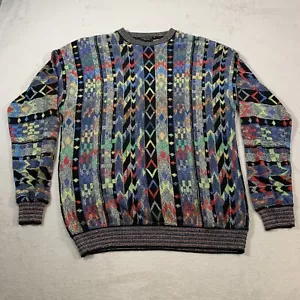 Riscatto Sweater Men's XL Multicolor Crew Neck Italy Made Designer Vintage 90s - Picture 1 of 8