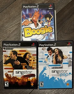 Sony PLAYSTATION 2 PS2 Lot of 3 GAMES 2 Singstar (POP + Amped) and 1 Boogie - Picture 1 of 13