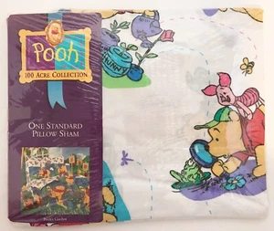 Pooh 100 Acre Woods Disney One Standard Pillow Sham Pooh’s Garden 20x26 - Picture 1 of 3