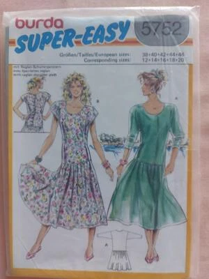 Burda 5752 Women's Super Easy Dress Pattern Size 12-14-16-18-20 - Image 1 of 2