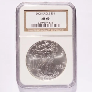 2005 Silver American Eagle Dollar NGC MS69 - Picture 1 of 2