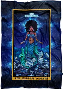 Goddess Yemaya Blanket Temperance Tarot Card Black African Goddess (60" x 50") - Picture 1 of 5
