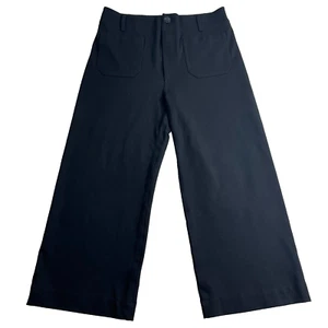 Anthropologie Maeve The Colette Pantalone Donna 32 Nero Cropped Tasche Gamba Larga - Foto 1 di 18