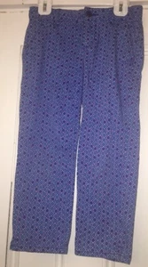 Gap Kids Girls Size 10 Blue White Geometric Stars Pattern Capri Pants Adj Waist - Picture 1 of 3