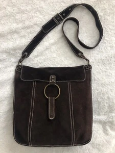 GAP Vintage 00s Crossbody Messenger / Shoulder Bag Brown Suede W31x H31x D5.5cms - Picture 1 of 15
