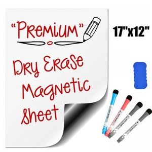 12" x 17" Dry Erase Magnetic Fridge Calendar Flexible Blank White Board Message - Picture 1 of 12