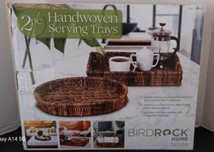 NEU Birdrock Set 2 Stück Home Serviertabletts handgewebt oval & rechteckig - Bild 1 von 11
