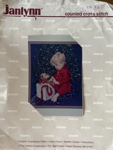 Christmas Puppy Counted Cross Stitch Kit 10'' x 12'' Janlynn 29-30 New Open Pkg - Picture 1 of 1