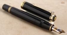 PELIKAN SOUVERAN M800 BLACK RESIN WITH GOLD PLATED TRIM FOUNTAIN PEN (OLD LOGO)!