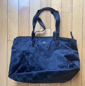 Coach Park Signature Hobo Black Canvas Shoulder Handbag Purse Crossbody - Picture 1 of 9