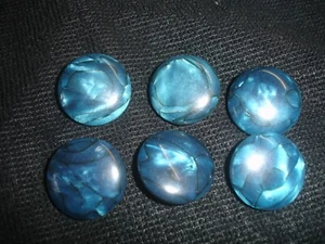 Vintage Set Blue Buttons Lucite Plastic Celluloid Swirl Blue pattern - Picture 1 of 6