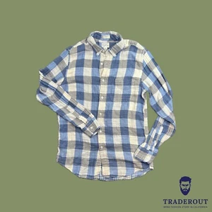 J.Crew JCrew Hombres GRIS Azul Cuadros Delgado Doble Tejido Camisa de Trabajo Camisa Talla S - Imagen 1 de 9