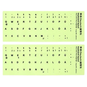 Deutsch Tastatur Aufkleber Nachleuchtende 2 Packung Leuchtende Cover Schwarz - Bild 1 von 6