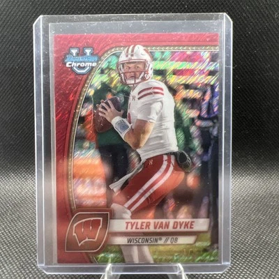 Tyler Van Dyle Bowman Chrome U Red Shimmer /5 Wisconsin Badgers - Image 1 of 3