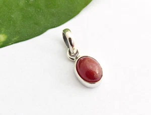 Ruby Pendant Encased 925 Silver Gemstone Red Oval Noble Gift - Picture 1 of 4