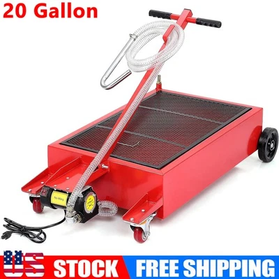 20 Gallon Electric Oil Drain Pan w/ 110V Pump & Hose, Low Profile Oil Drain Cart - Image 1 of 4