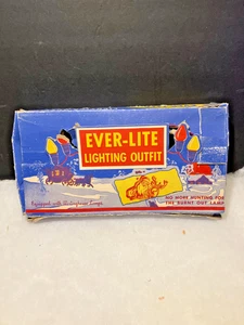 VINTAGE 1950`s EVER-LITE 7 BULB INDOOR CHRISTMAS TREE ELECTRIC LIGHT SET & BOX - Picture 1 of 3