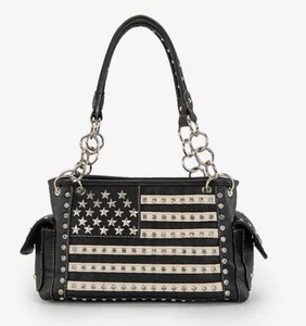 Montana West CCW verdeckte Tragetasche amerikanische Flagge schwarz und weiß mit Glitzer - Bild 1 von 7