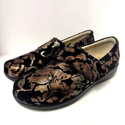 Alegria Talla 42 11 11.5 Lauryn Lau 557 Negro Hoja de Oro Gamuza Metálica Sin Cordones Nuevo sin Etiquetas Foto 1 de 4