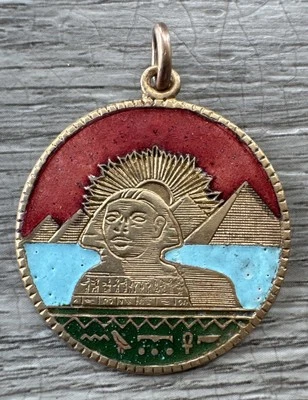 Pendentif ancien " Souvenir D’Egypte » - bronze emaillé - Photo 1/2