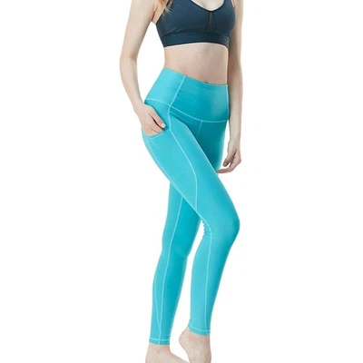 TSLA Tesla FYP54 Women's Tummy Control Yoga Pants - XS - Solid Aqua - Image 1 of 4