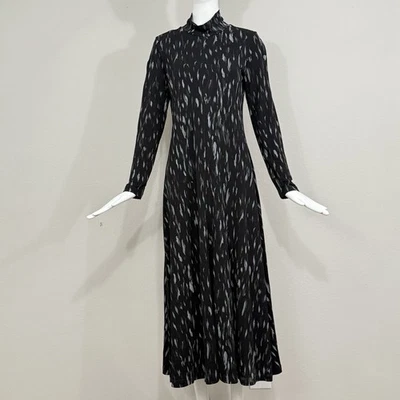 NWOT Nordstrom Black Long Sleeve Maxi Dress Black-Grey Animal Shadow Medium - Image 1 of 4