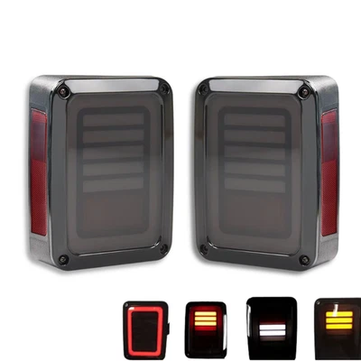 Rear Light Set LED For Jeep Wrangler JK 07-17 Black Lines Lamp Pair Left Right - Image 1 of 4