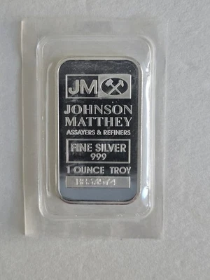1oz. Johnson Matthey .999 Fine Silver with Serial Number - Image 1 of 2
