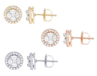 Pendientes de diamantes reales de 1/2 quilate de princesa marquesa con certificación EGL 8 MM 14 K... Foto 1 de 4