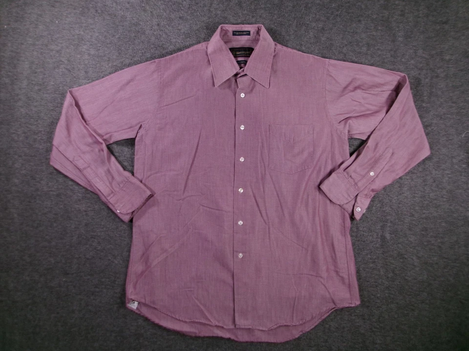 Barrington 正装衬衫男式 16.5 勃艮第经典办公室专业长袖 — 第 1/4 张图片