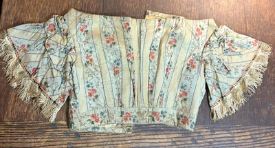 Antique Victorian Floral Brocade Corset dress Bodice (c. 1860–1880) - Image 1 of 4