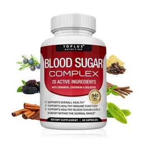 BLOOD SUGAR BLEND SUPPORT Alpha Lipoic Acid & Cinnamon 20 Herbs Complex - Picture 1 of 8