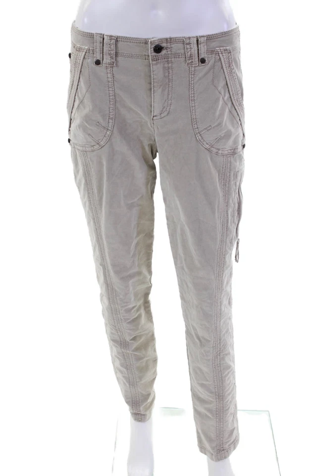 Pantalones de pana Marrakech para mujer tiro medio cremallera pierna ajustada beige algodón talla 27 Foto 1 de 4
