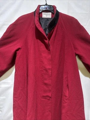 Vintage International Scene Red Button Wool Blend Full Length Coat - Image 1 of 4