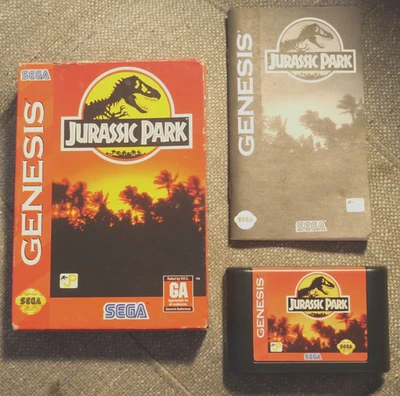 Jurassic Park (1993) Sega Genesis CIB Complete Cardboard Box FREE SHIPPING! - Image 1 of 4