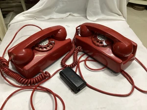 Vintage Red Rotary Dial Trim Telephones India - Picture 1 of 11