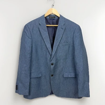 Jaqueta Blazer Masculina Tommy Hilfiger 42R 100% Linho Azul Ventilação Dupla Preppy Casual - Imagem 1 de 4