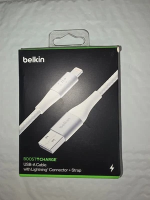 Unused White Belkin Boost Charge Braided USB-A to Lightng Cable 6.6ft/2M - Image 1 of 2