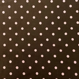 Brown Pink Polka Dot Cotton Quilting Fabric 44x97 small 1/4 inch dots - Picture 1 of 6