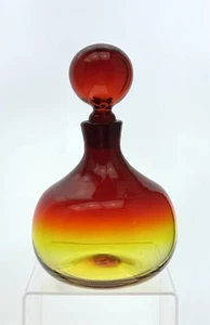Blenko Handmade Glass 636S Decanter in Tangerine Wayne Husted Mid-Century Design - Picture 1 of 9