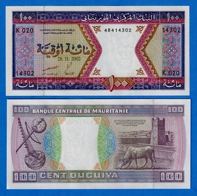 2002 Mauritania 100 Ouguiya P- 4k UNC Banknote - Image 1 of 3