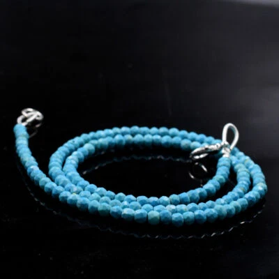 sleeping Beauty Turquoise Handmade Gemstone 4-5 mm Rondelle Necklace 18" - Image 1 of 4