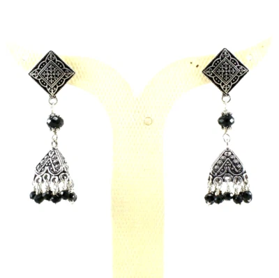 Orecchini Pietra Preziosa Onice Nera Naturale Fatti a Mano Perline Gioielli O... - Immagine 1 di 2