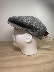 NOS VTG Herren große schwarze Tweed gesteppte Ohrenklappen Druckknopfleiste Thinsulate gefütterte Kappe - Bild 1 von 9
