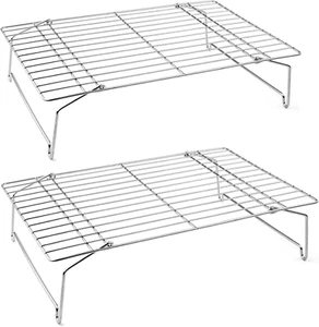 P&P CHEF Kühlregal-Set, 2-stufige stapelbare Edelstahl-Drahtregale - Bild 1 von 12