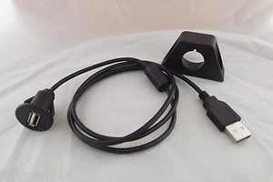 3FT/1M Auto Car Dashboard Flush Mount USB 2.0 Socket Extension Lead Panel Cable - Picture 1 of 5