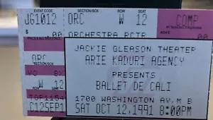 Ticket Stub For The Ballet De Cali Oct, 12, 1991 In Miami, FL Jackie Gleason Th - Picture 1 of 2