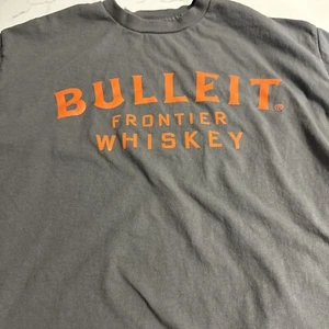 BULLEIT Frontier Whiskey T-shirt Adult Med Grey / Orange - Picture 1 of 4